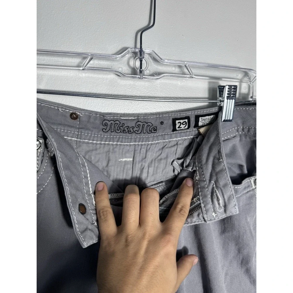 Miss Me Womens Skinny Jeans Size 28 Grey Cross Angel Wings Rhinestone JP5558S5 - Picture 4 of 12